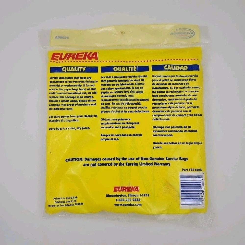 New Eureka Type F & G Disposable‎ Vacuum Cleaner Bags 3 Pack 52320